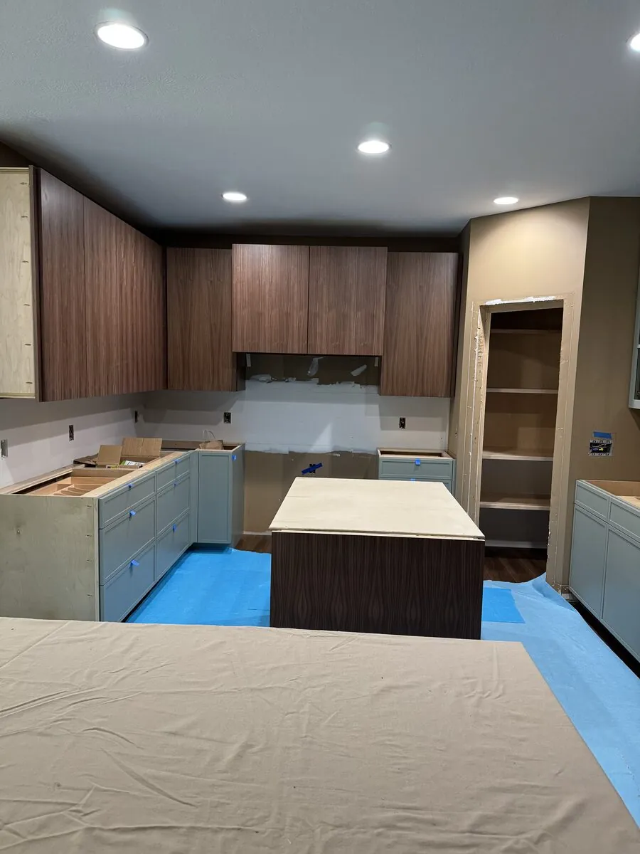 Island and base cabinets set